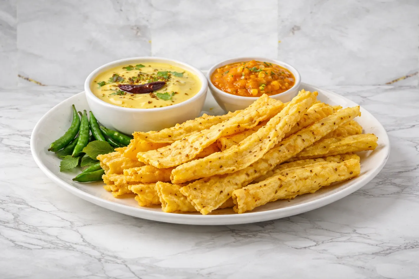 Gujarati snacks platter at Gujju Galli Winnipeg